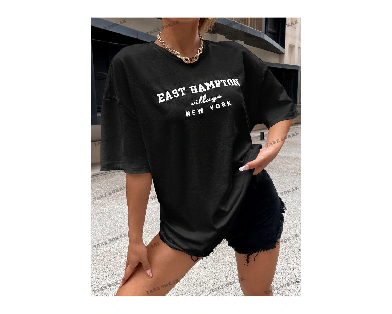 Unisex BAY  Damla Omuz Yazılı Nakışlı Üst KOD-1351