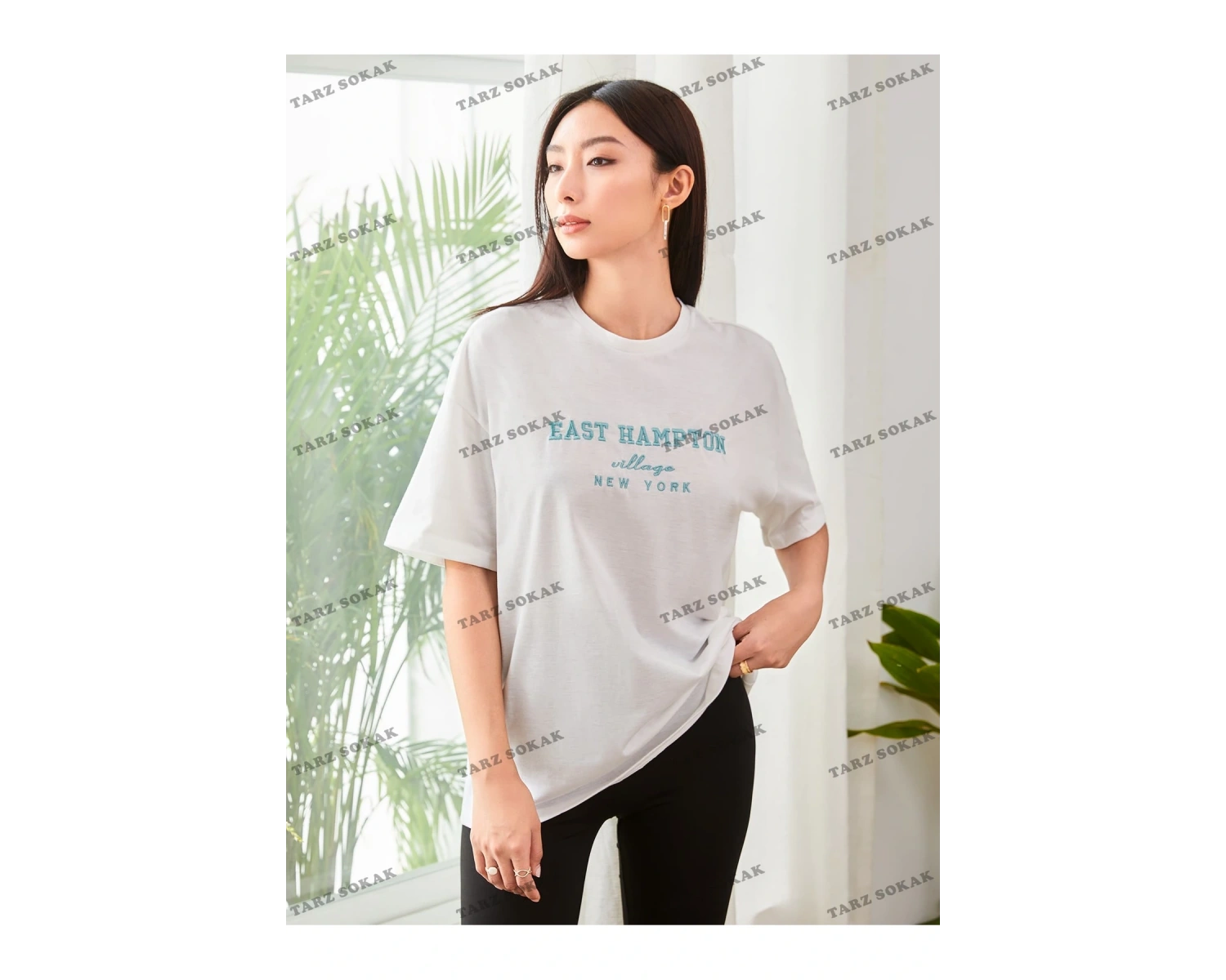 Unisex BAY  Damla Omuz Yazılı Nakışlı Üst KOD-1351