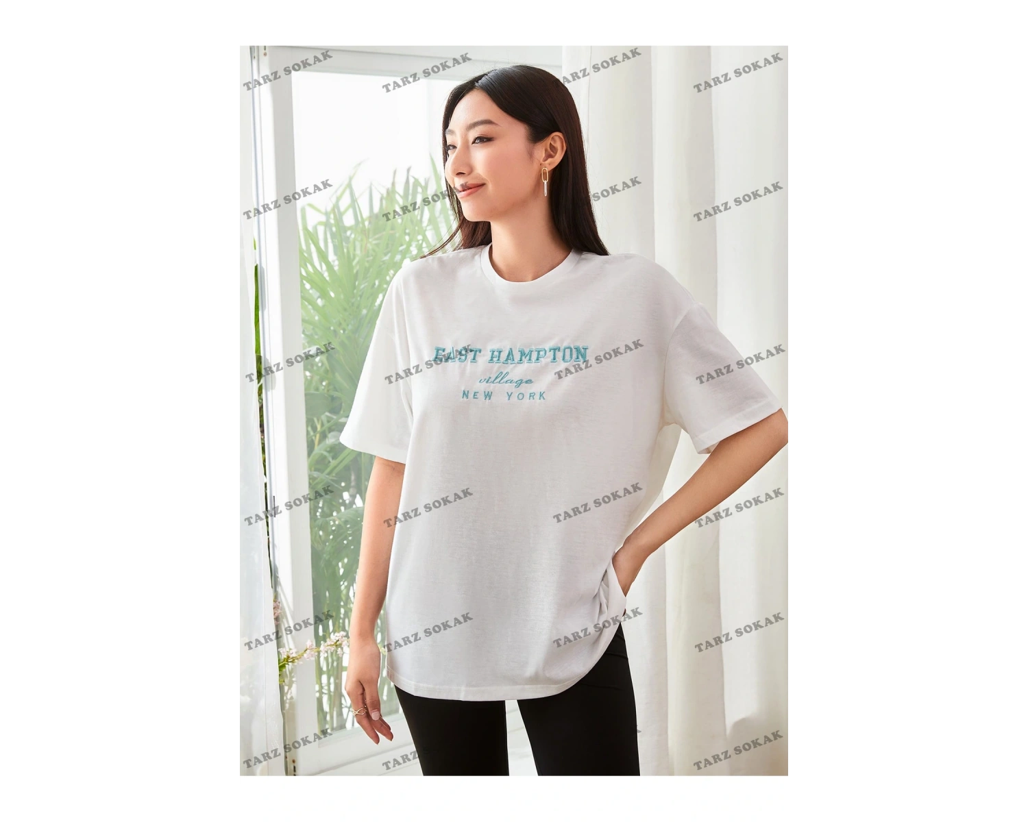 Unisex BAY  Damla Omuz Yazılı Nakışlı Üst KOD-1351