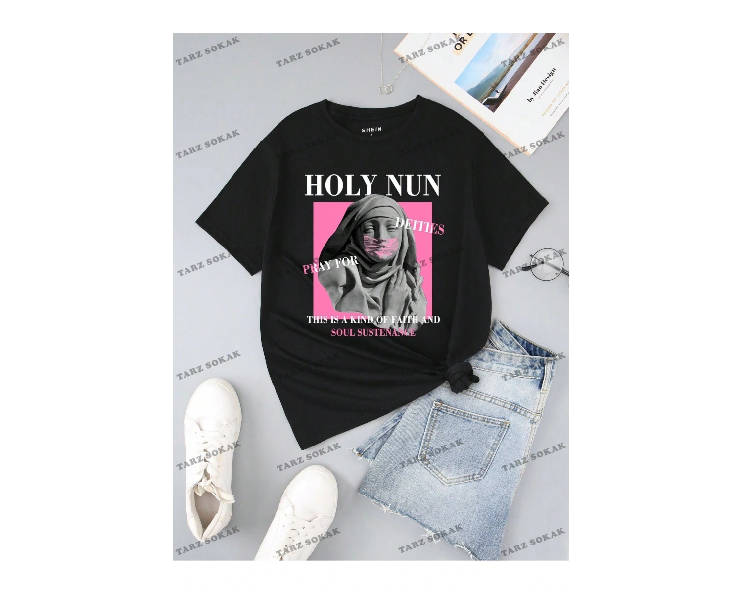 Unisex BAY  Damla Omuz Yazılı Nakışlı Üst KOD-1352