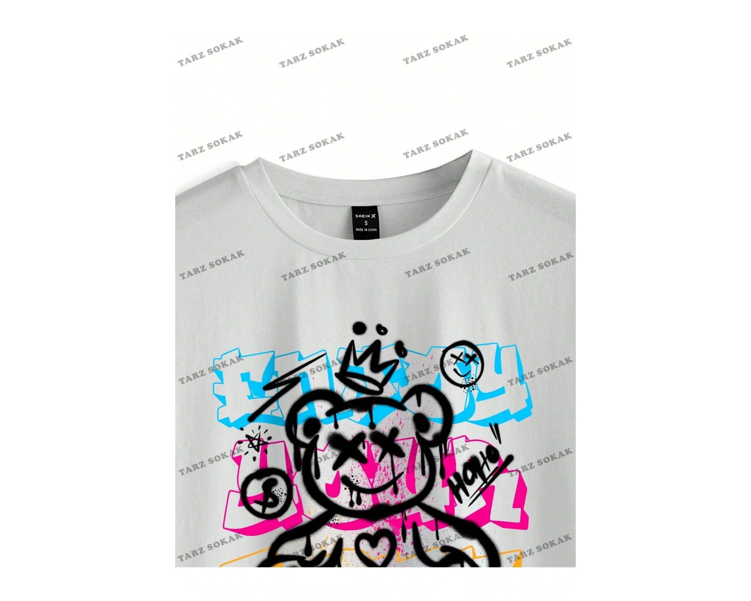 Unisex BAY  Desen Baskılı Düşük Omuzlu T-Shirt KOD-1334