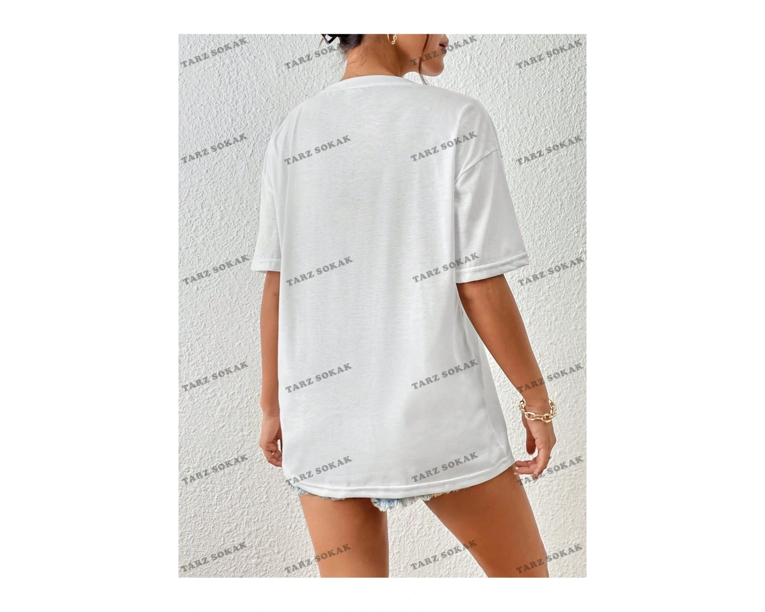 Unisex BAY  Goth Kadın Kafatası Desenli Damla Omuz T-shirt KOD-1366