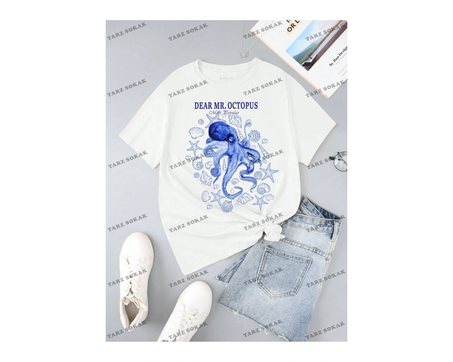 Unisex BAY  Goth Kadın Kafatası Desenli Damla Omuz T-shirt KOD-1369