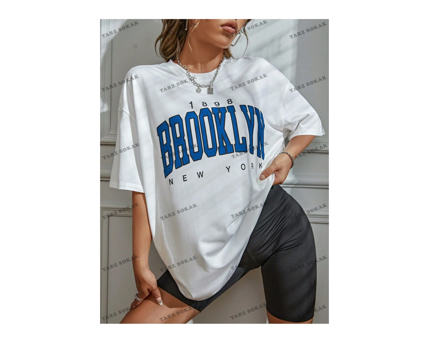 Unisex BAY  Harf Grafikli Düşük Omuzlu Tişört KOD-1306