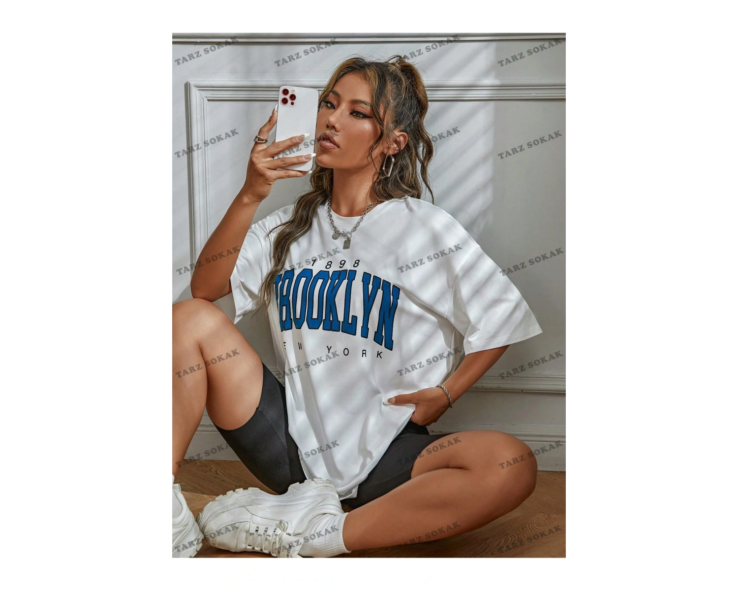 Unisex BAY  Harf Grafikli Düşük Omuzlu Tişört KOD-1306