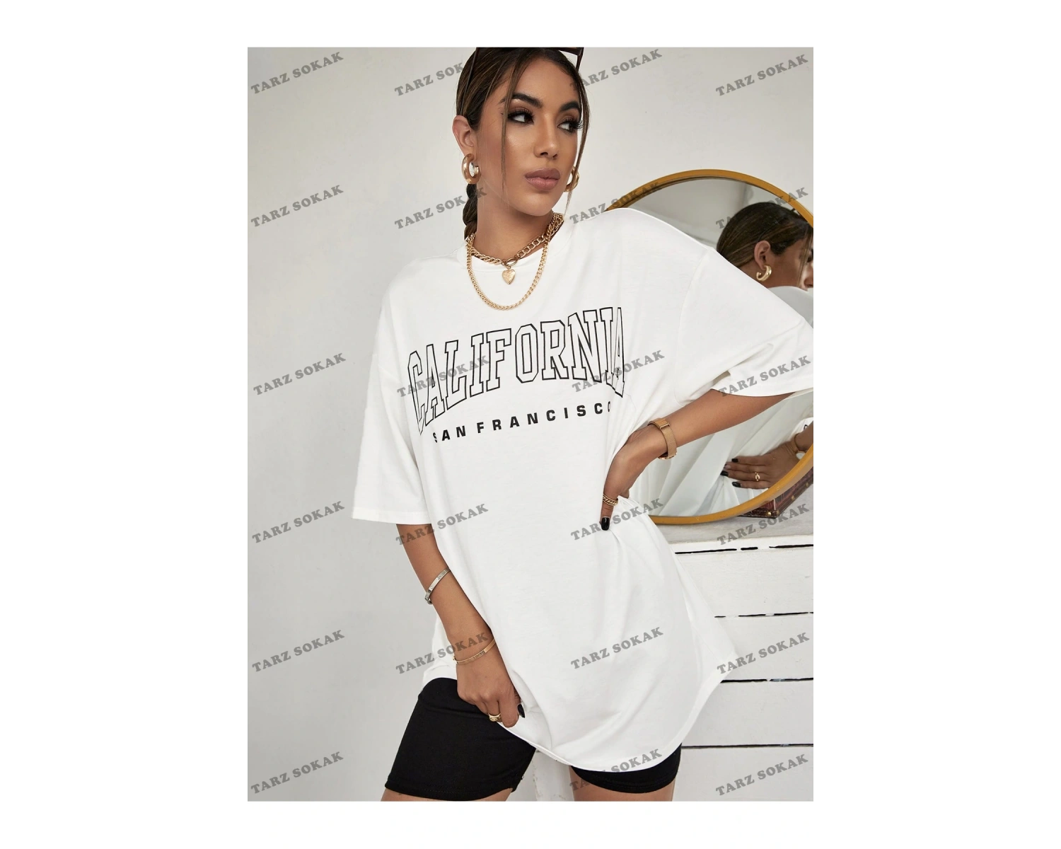 Unisex BAY  Harf Grafikli Düşük Omuzlu Tişört KOD-1309