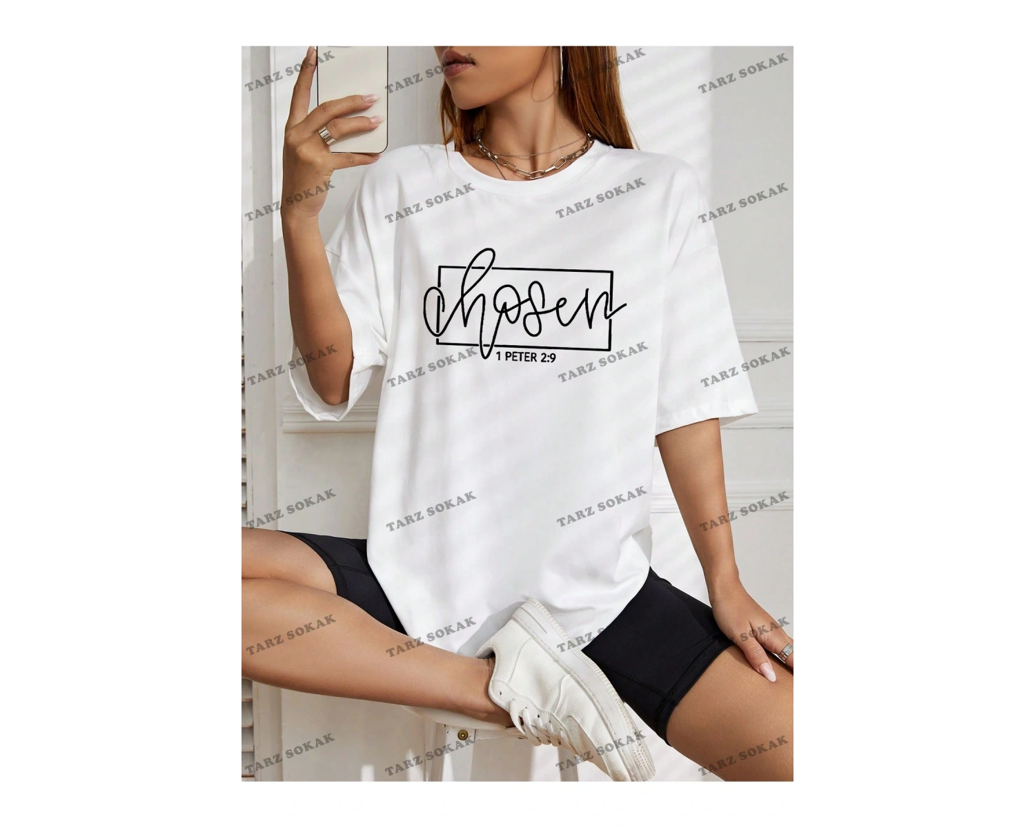 Unisex BAY  Harf Grafikli Düşük Omuzlu Tişört KOD-1322