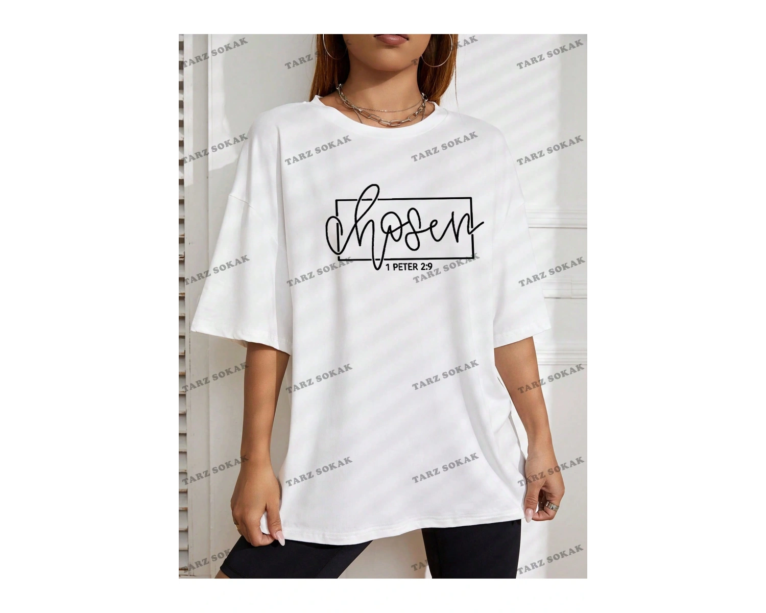 Unisex BAY  Harf Grafikli Düşük Omuzlu Tişört KOD-1322