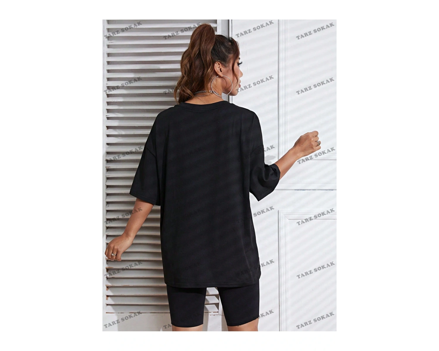 Unisex BAY  Harf Grafikli Düşük Omuzlu Tişört KOD-1337