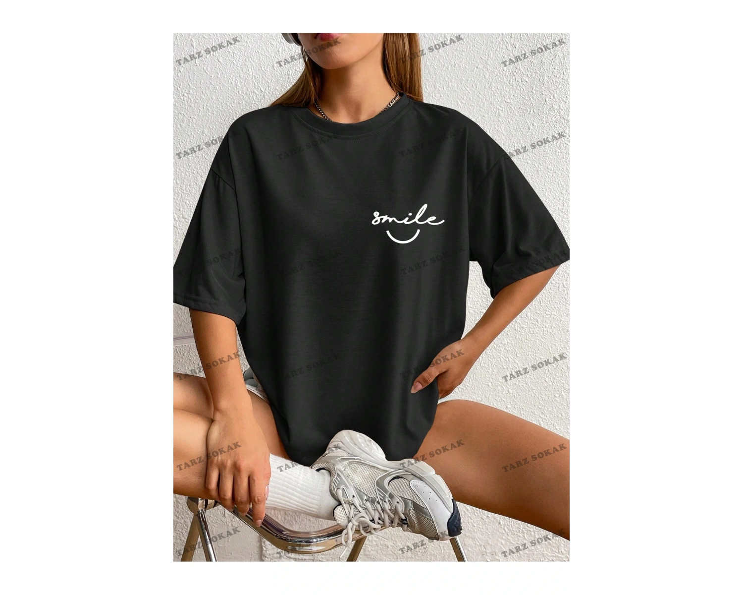 Unisex BAY  Harf Grafikli Düşük Omuzlu Tişört KOD-1373