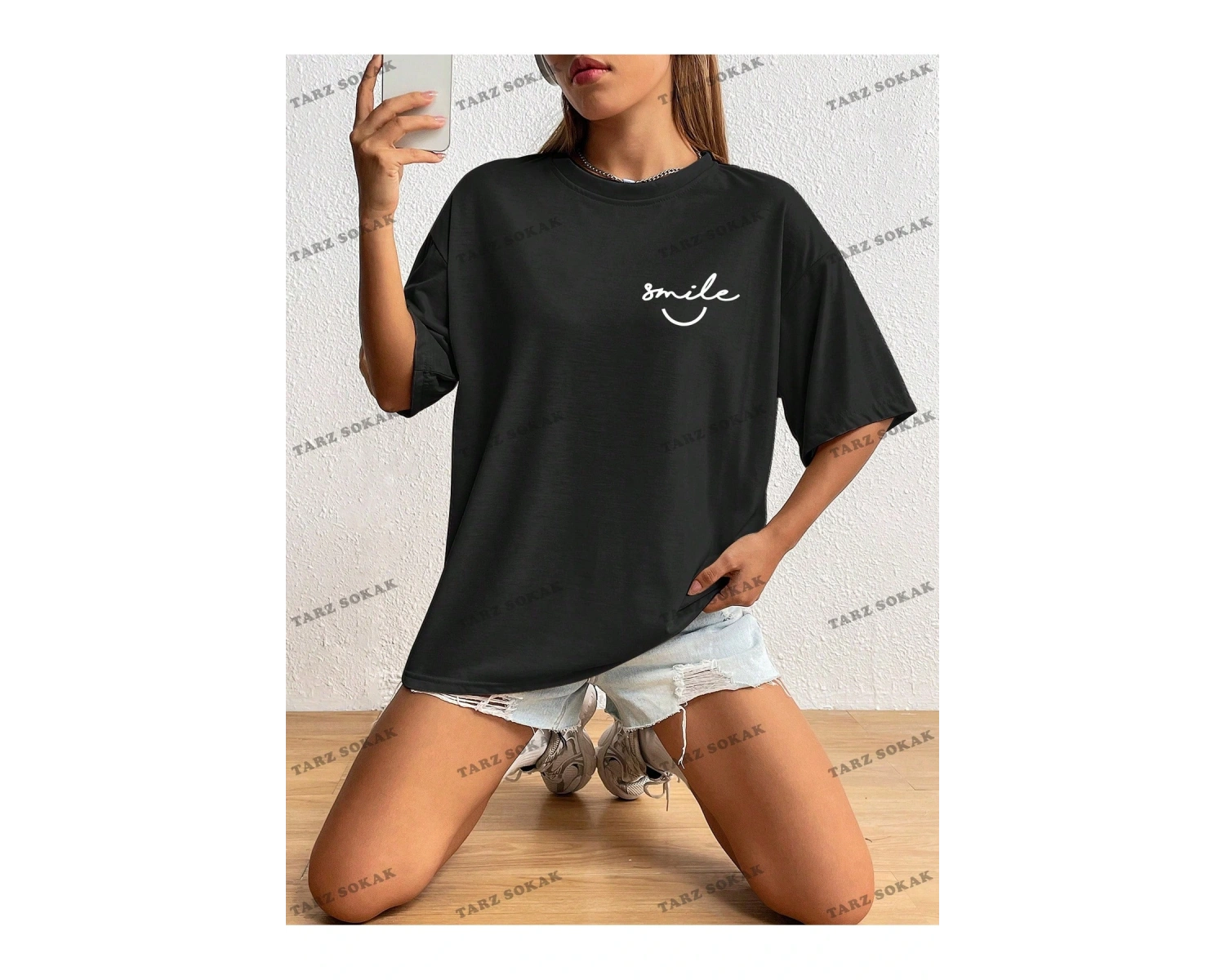 Unisex BAY  Harf Grafikli Düşük Omuzlu Tişört KOD-1373