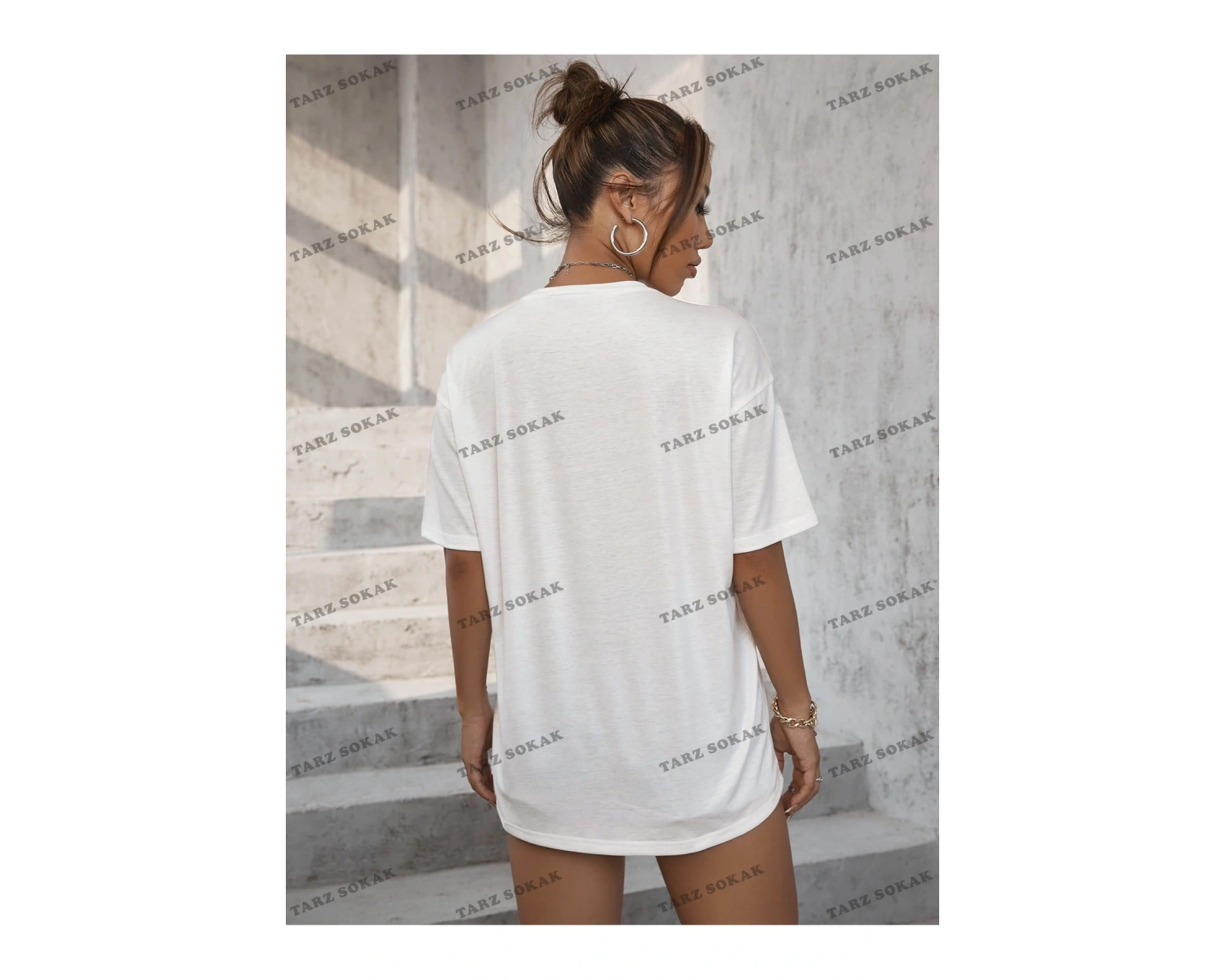 Unisex BAY  Harf ve İfade Baskı Düşük Omuzlu Tişört KOD-1376