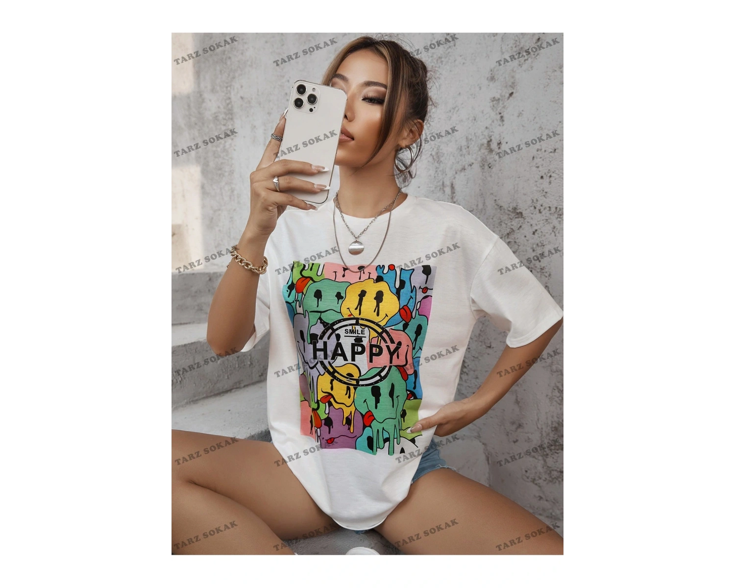 Unisex BAY  Harf ve İfade Baskı Düşük Omuzlu Tişört KOD-1376