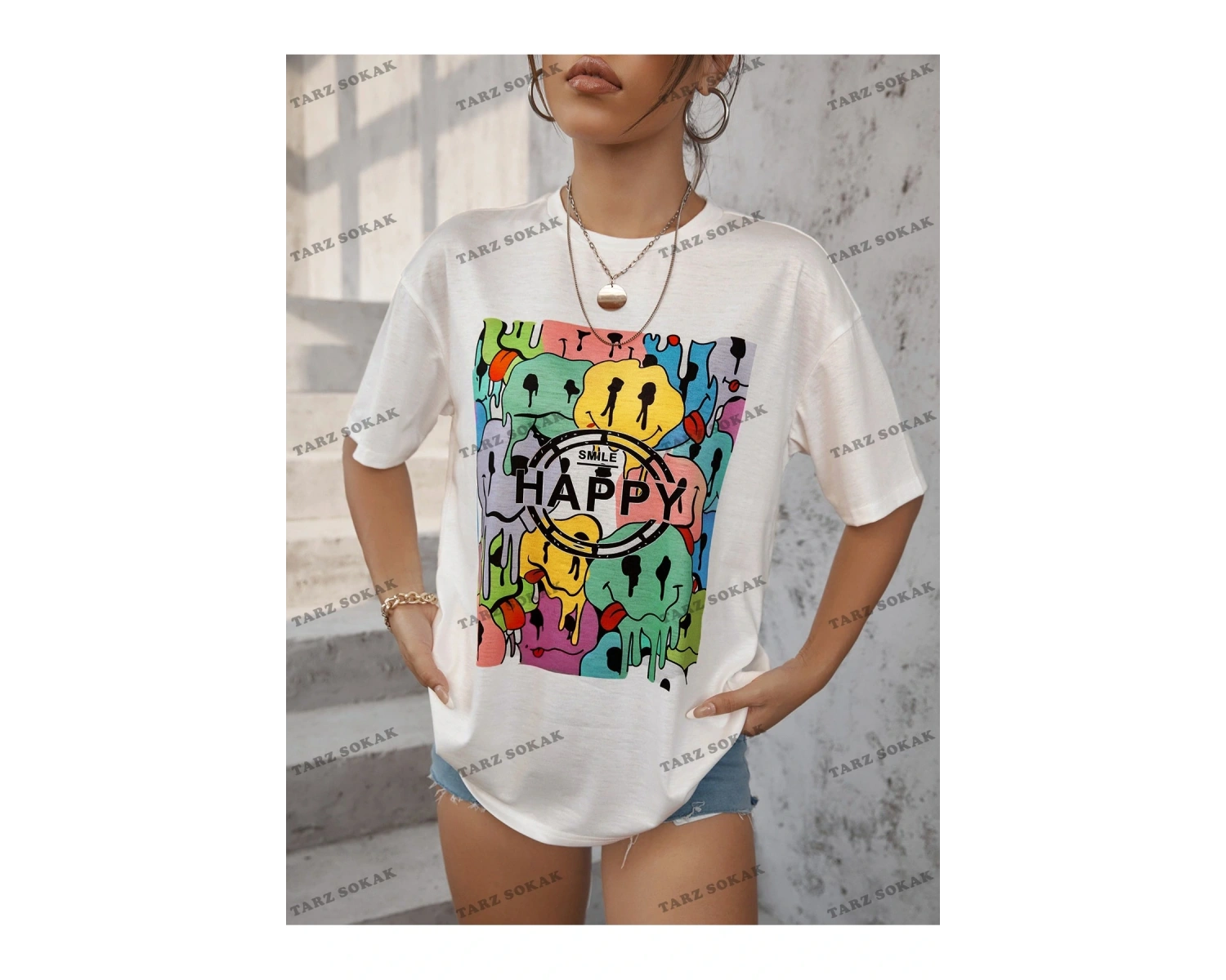 Unisex BAY  Harf ve İfade Baskı Düşük Omuzlu Tişört KOD-1376