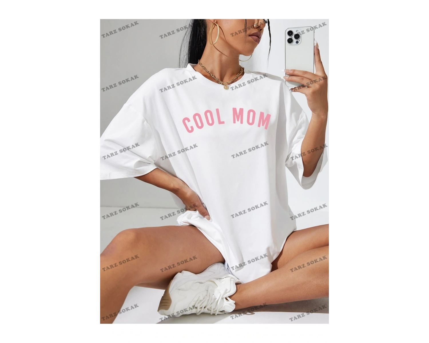 Unisex BAY  Harfli Grafik Düşük Omuz Oversize Tişört KOD-1343