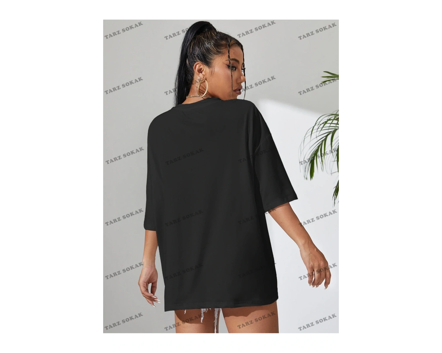 Unisex BAY  Harfli Grafik Düşük Omuz Oversize Tişört KOD-1343