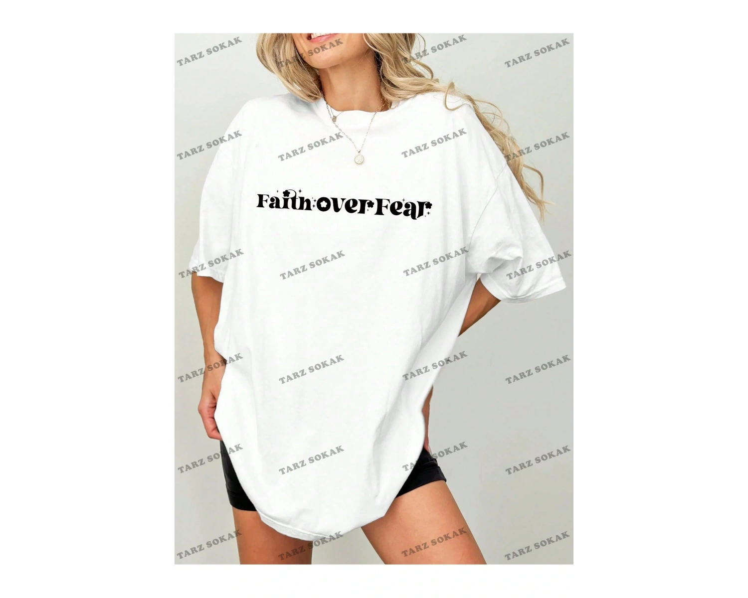 Unisex BAY  Kadın Düşük Omuz Yazılı Baskılı Tişört KOD-1374