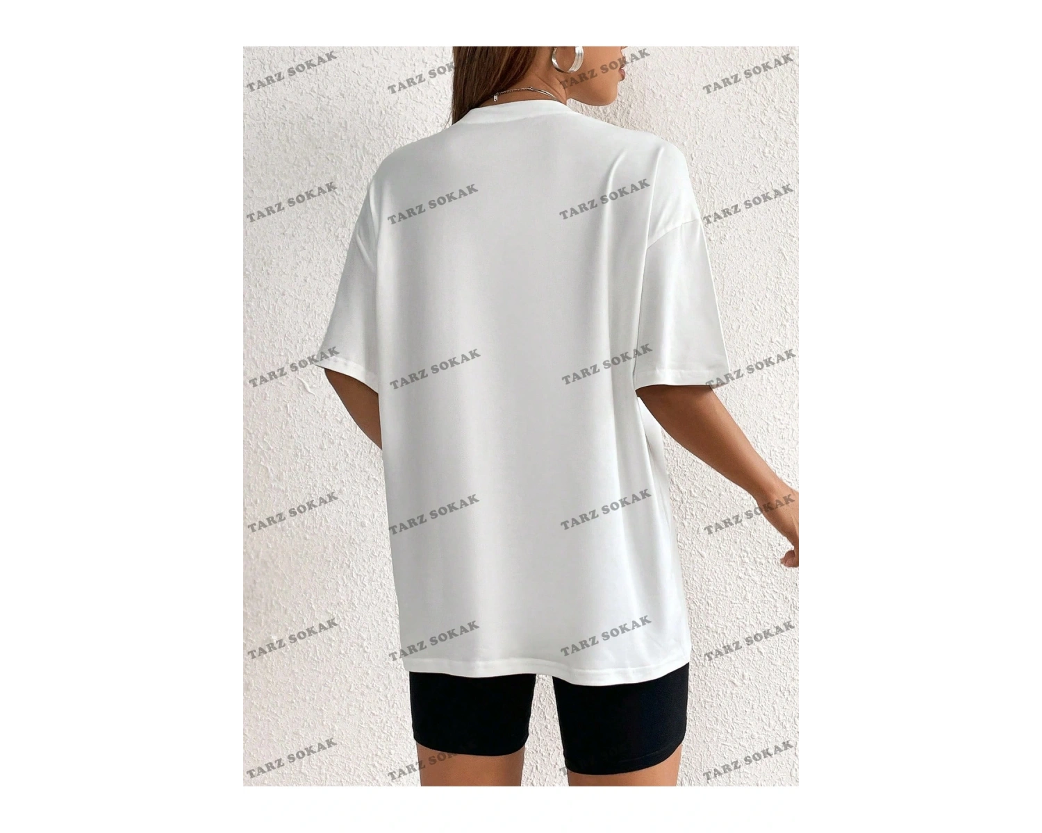 Unisex BAY  Kadın Kafatası ve Slogan Baskılı Düşük Omuz Tişört KOD-1381