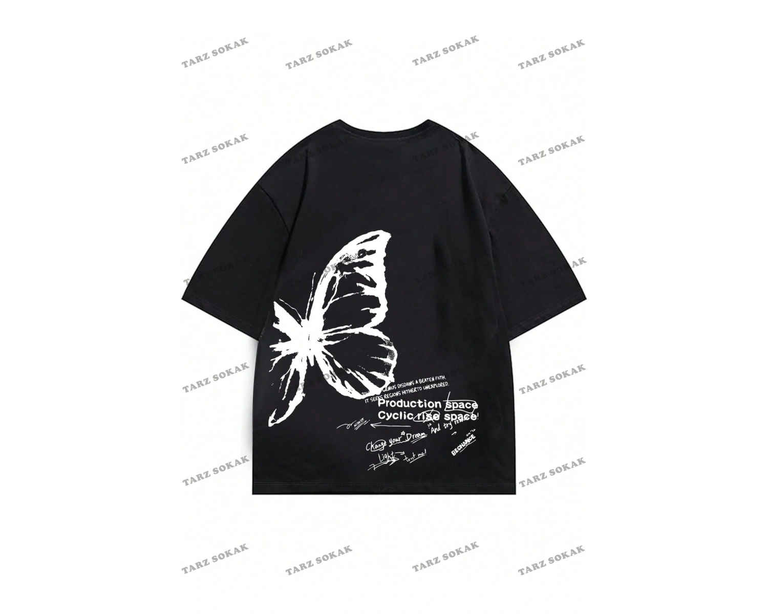 Unisex BAY  Kadın Karikatür Tavşan Baskılı Bol Kesim Tişört KOD-1357