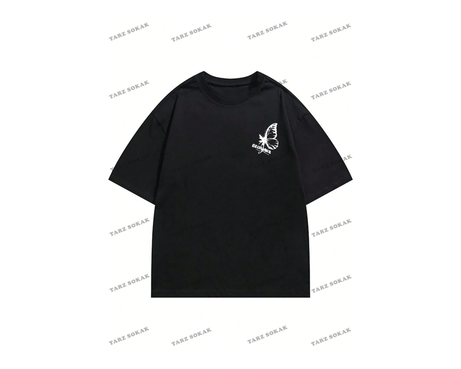 Unisex BAY  Kadın Karikatür Tavşan Baskılı Bol Kesim Tişört KOD-1357