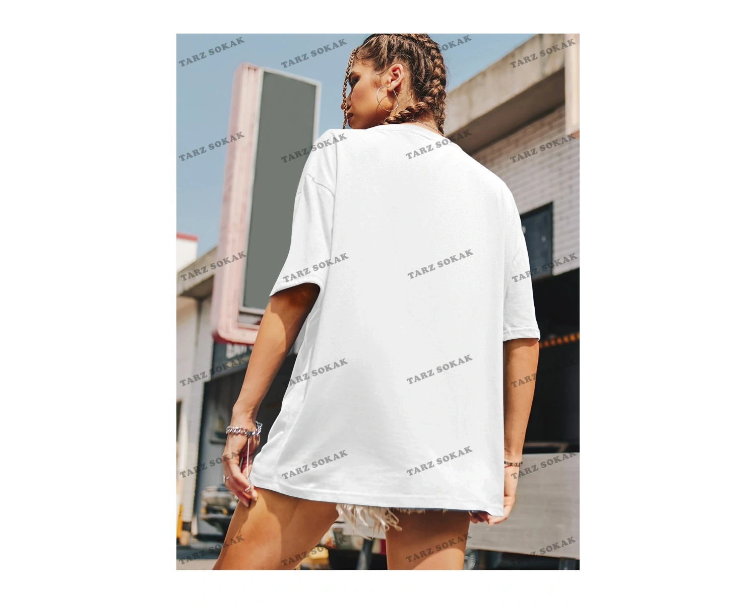 Unisex BAY  Kadın Slogan Desenli Düşük Omuz Kısa Kollu Tişört KOD-1396