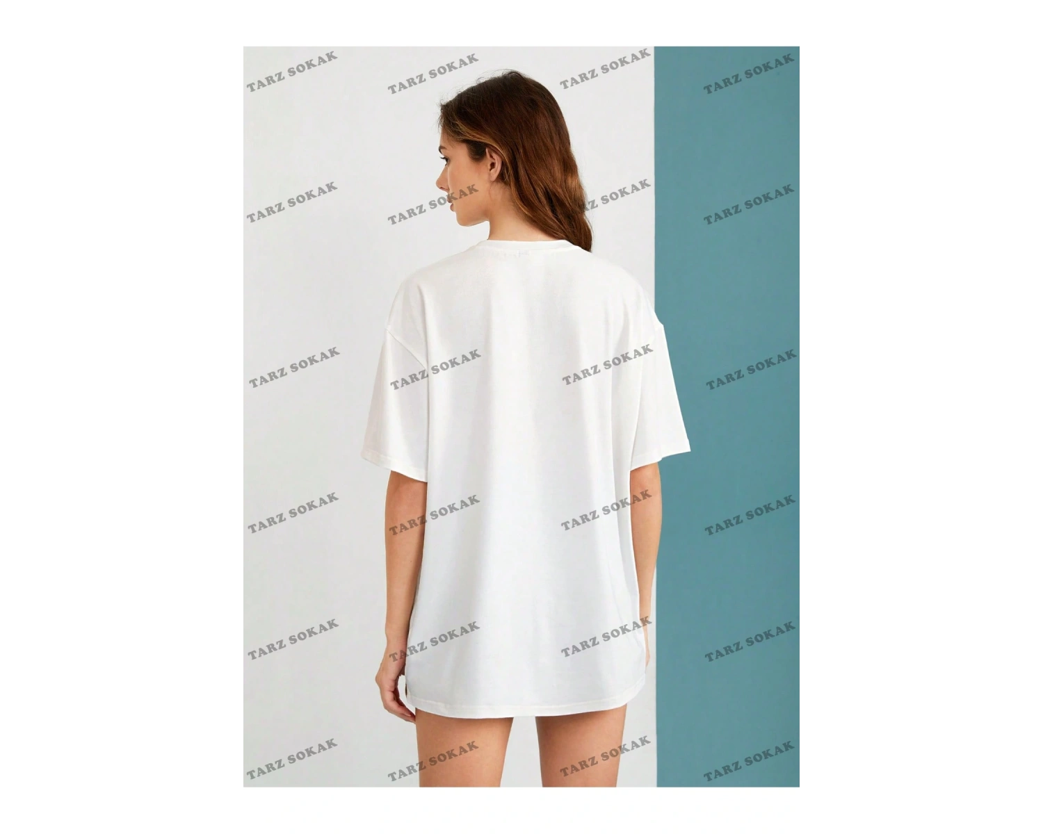 Unisex BAY  LOONEY TUNES X Karikatür Grafik Düşük Omuz Büyük Boy Tişört KOD-1319