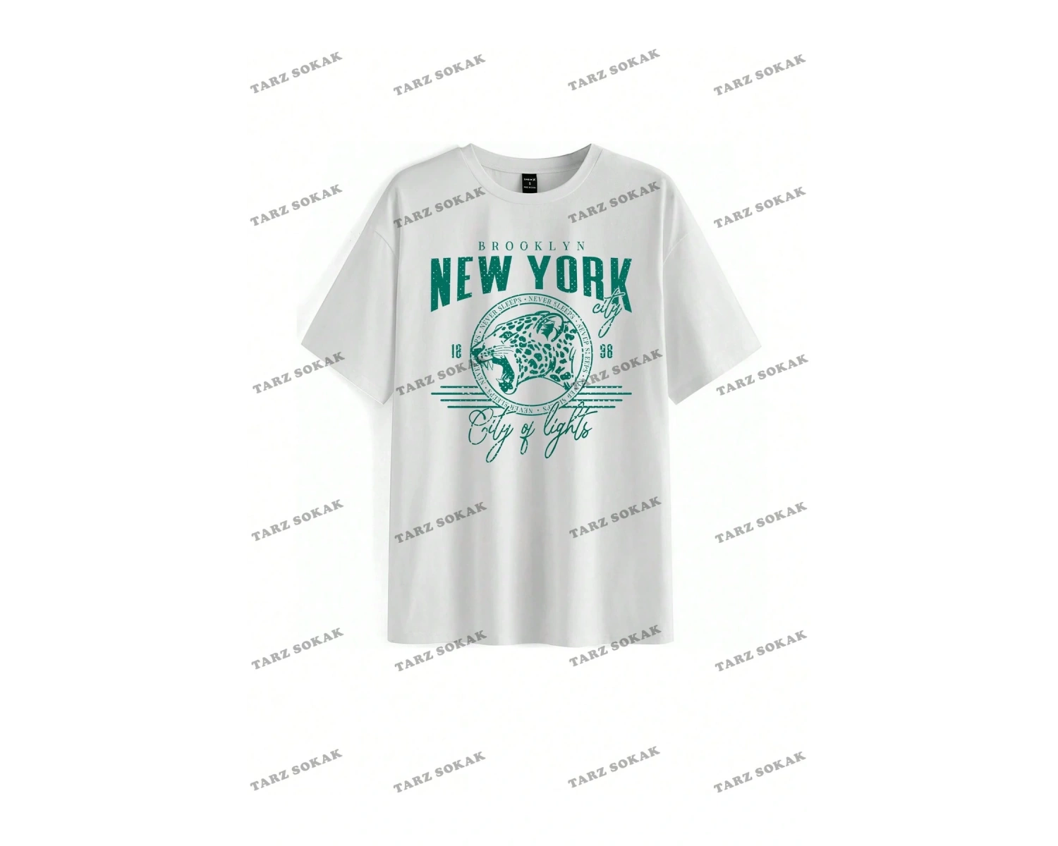 Unisex BAY  LOONEY TUNES X Karikatür Grafik Düşük Omuz Büyük Boy Tişört KOD-1320