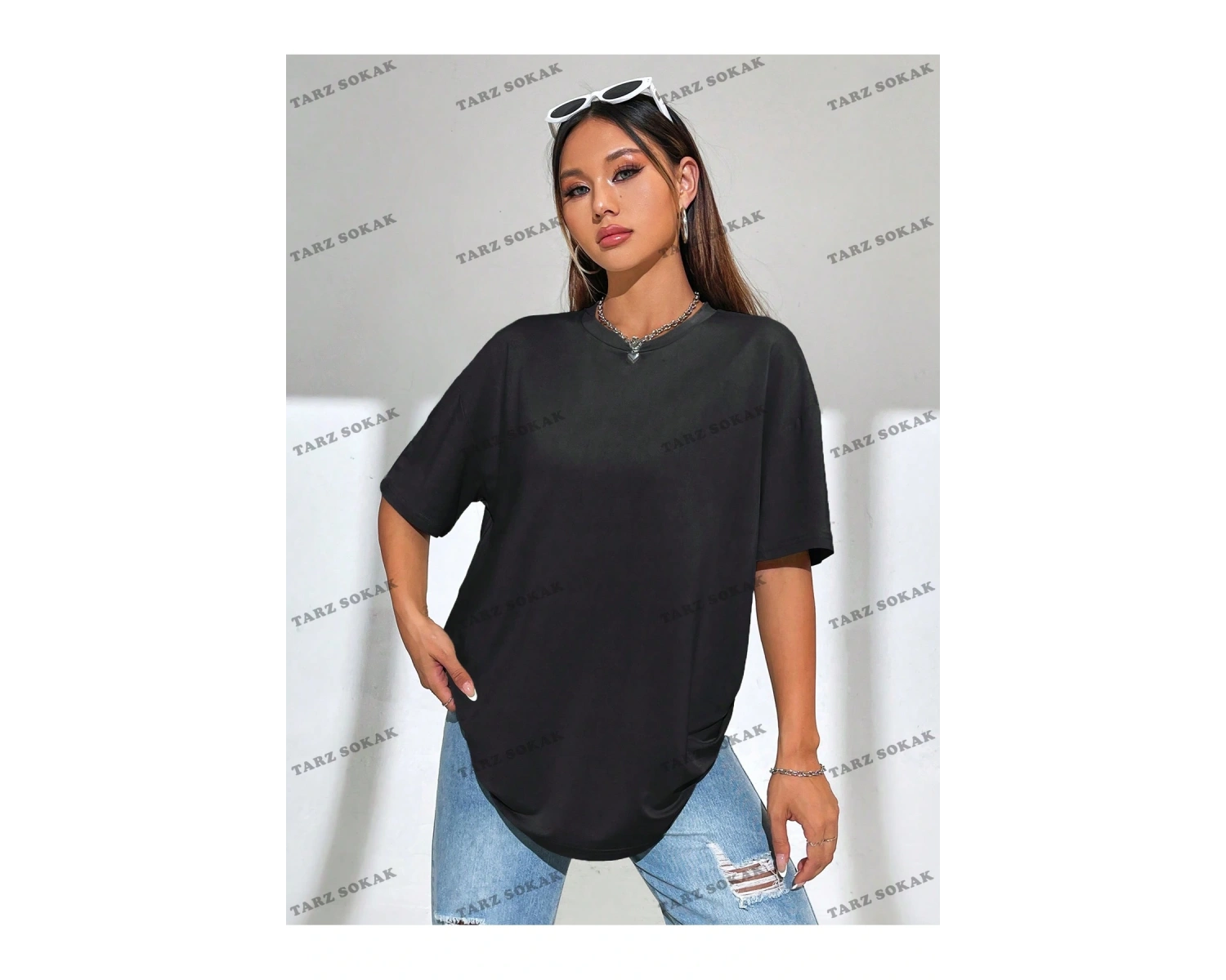 Unisex BAY  Mektup Baskılı Kapalı Omuz Tişört KOD-1353