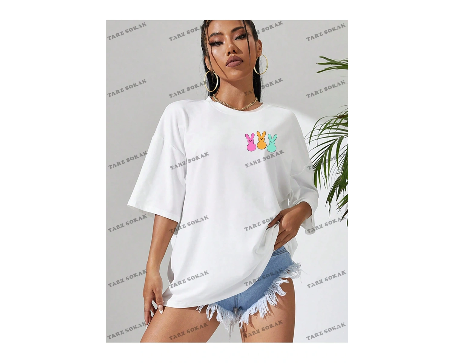 Unisex BAY  Qutie Sloganlı Grafik Düşük Omuz Tişört KOD-1371