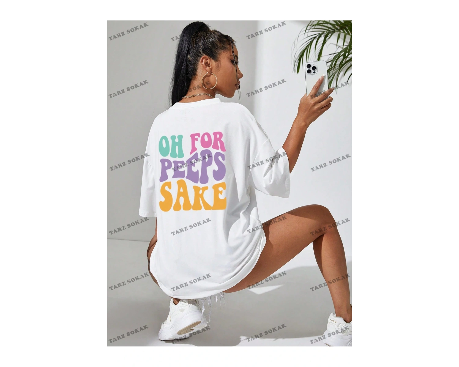 Unisex BAY  Qutie Sloganlı Grafik Düşük Omuz Tişört KOD-1371