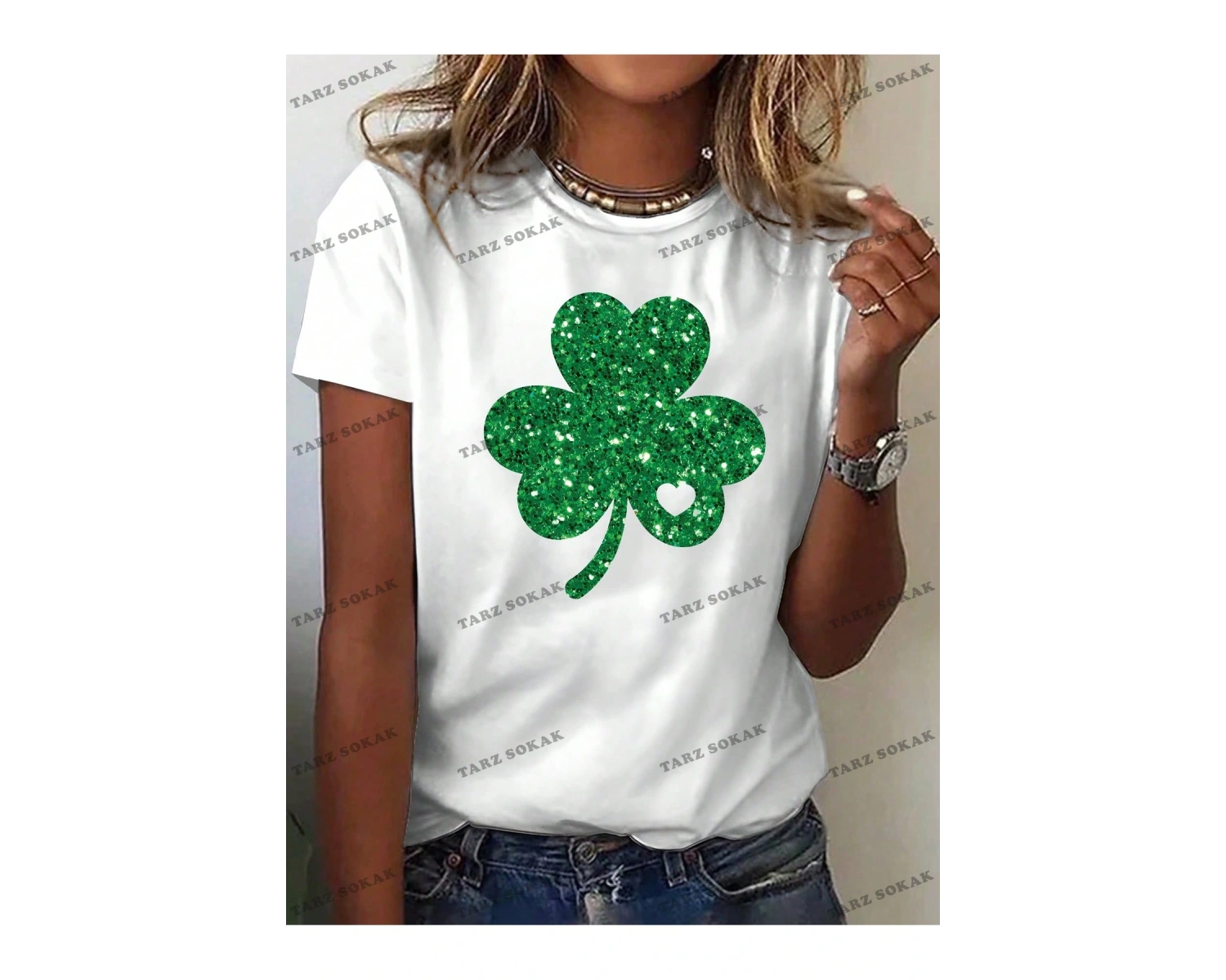 Unisex BAY  Slayr Yonca Baskılı Düşük Omuz Kadın Tişört KOD-1379