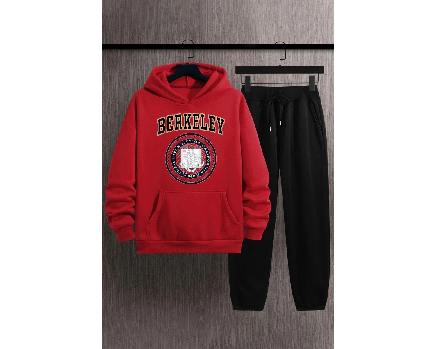 Unisex Berkeley Baskılı Eşofman Takımı KP-KIRMIZI-BERKELEY-ESH-SİYAH