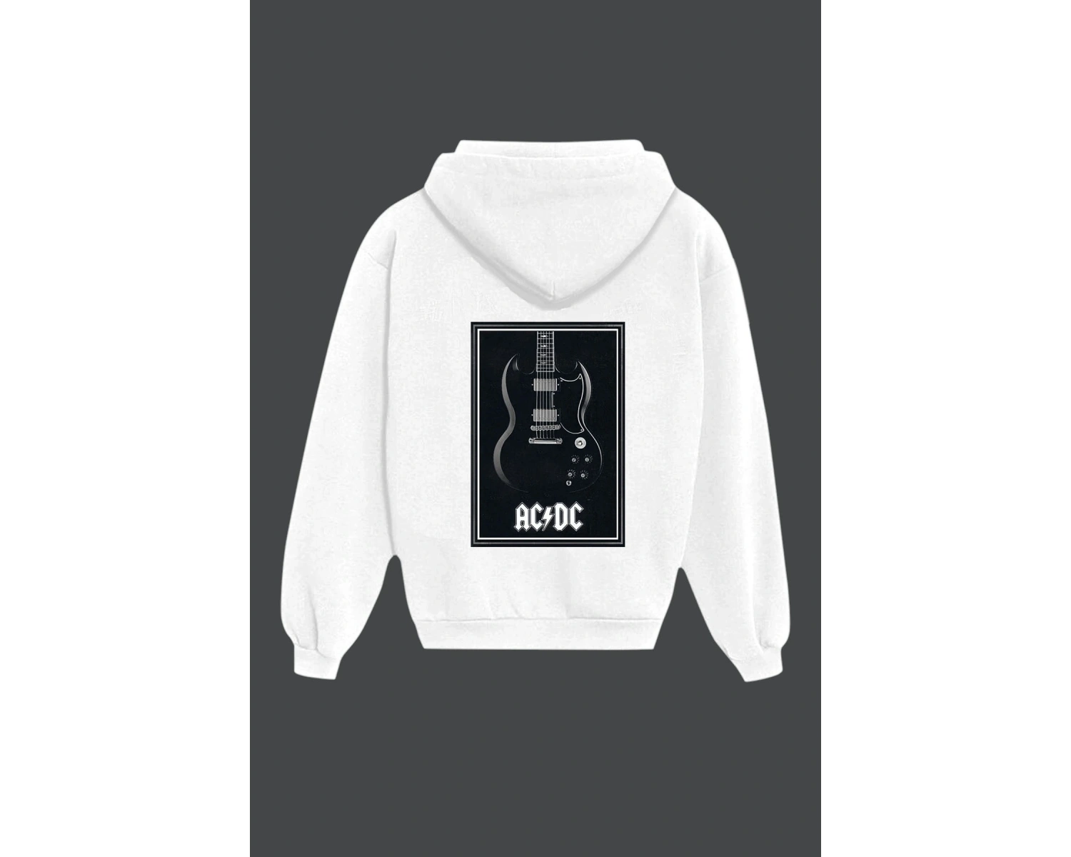 Unisex Beyaz Ac-dc Sırt Baskılı Sweatshirt