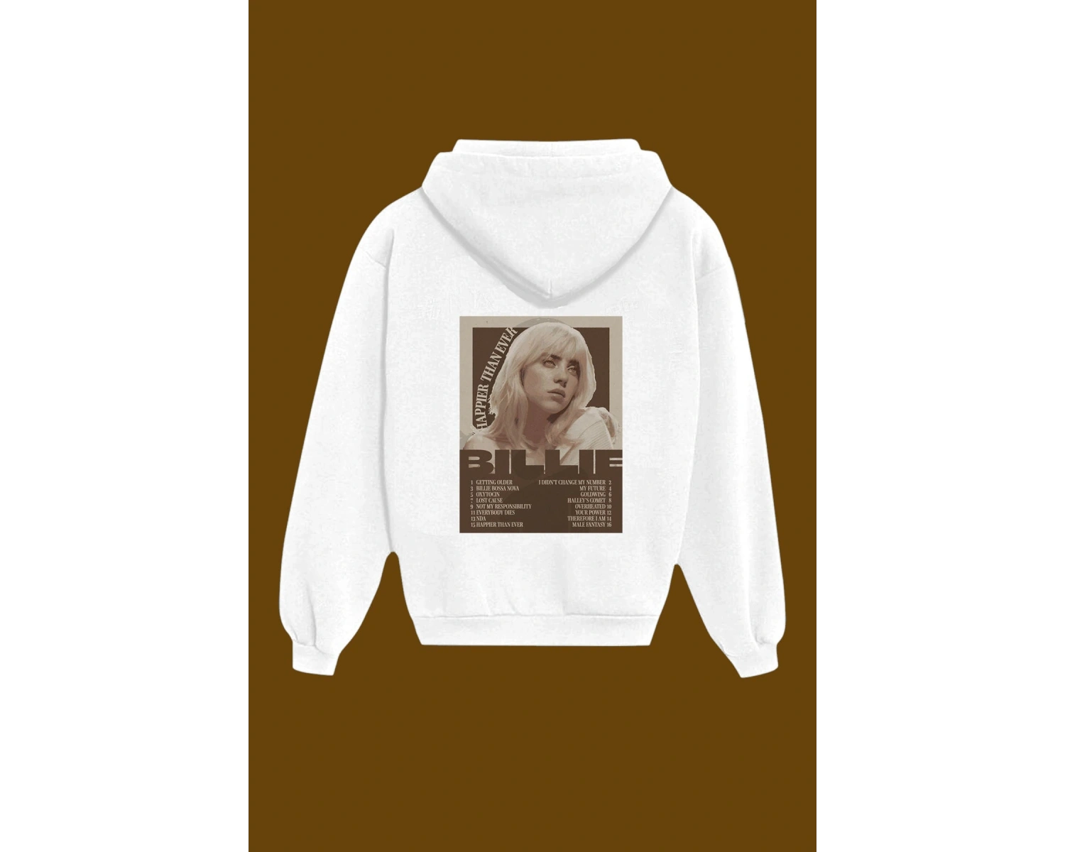 Unisex Beyaz Billie Eilish Sırt Baskılı Sweatshirt
