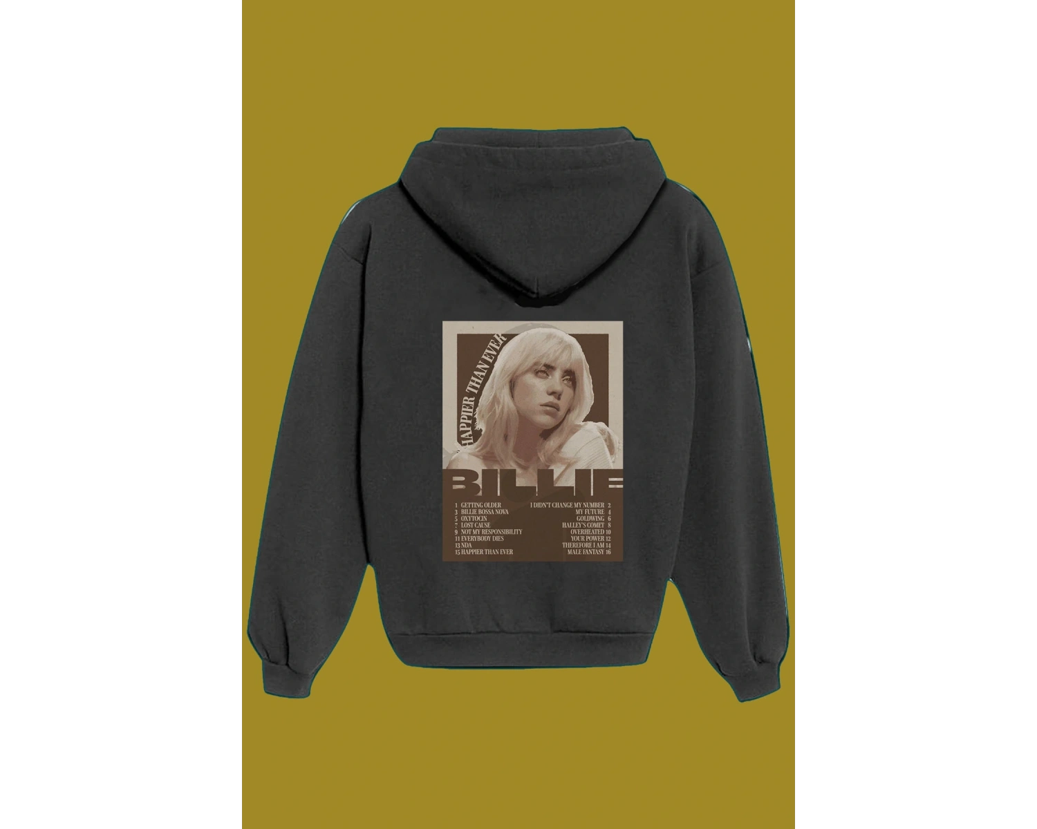 Unisex Beyaz Billie Eilish Sırt Baskılı Sweatshirt