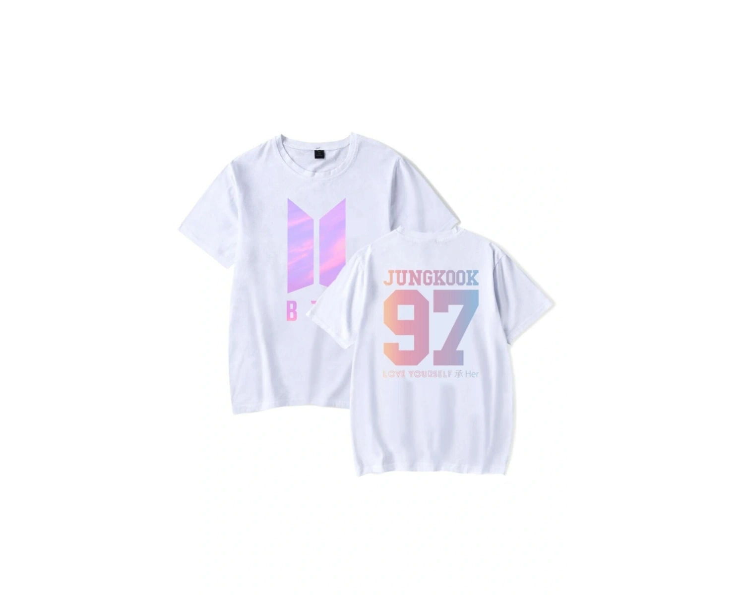 Unisex Beyaz Bts Rap Monster Tişört Ön Arka Baskı