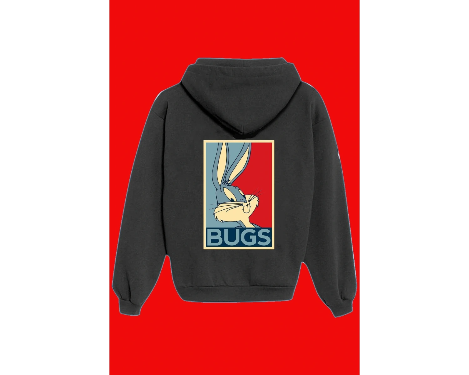 Unisex Beyaz Bugs Bunny Sırt Baskılı Sweatshirt