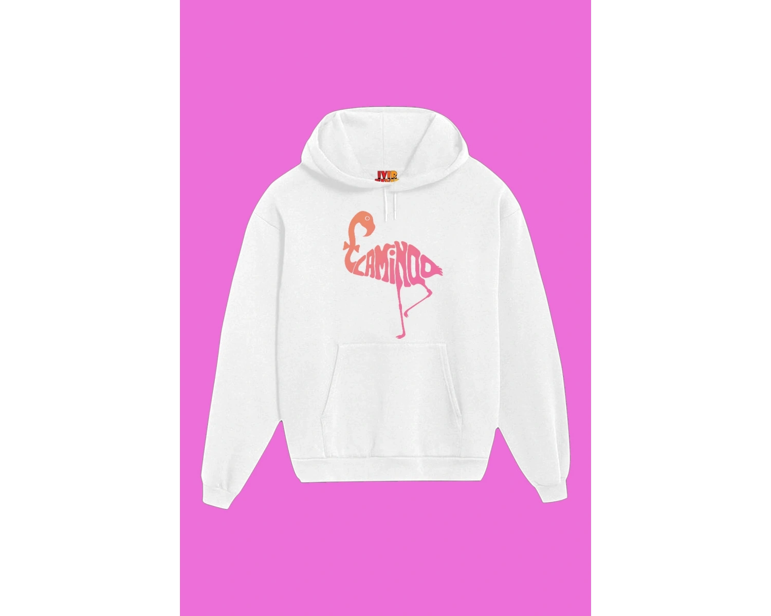 Unisex Beyaz Flamingo Baskılı Sweatshirt