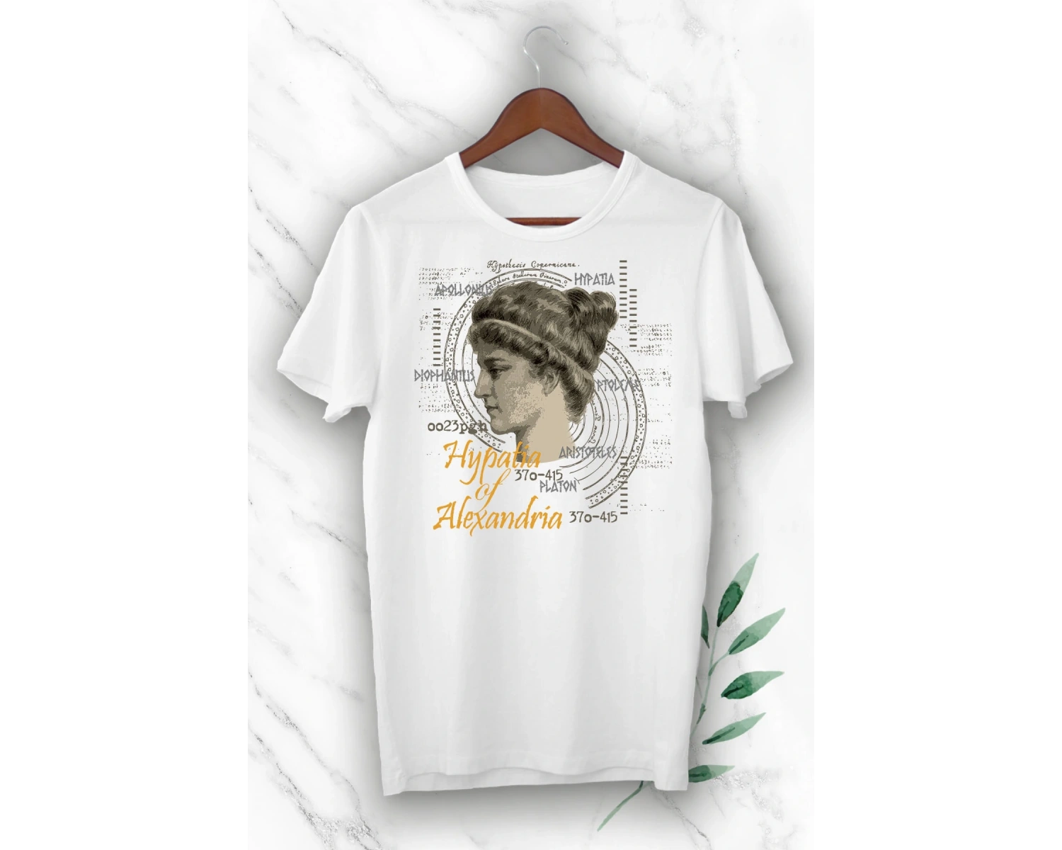 Unısex Beyaz Kadın Mitoloji Filozof Hypatia Baskılı Tişört