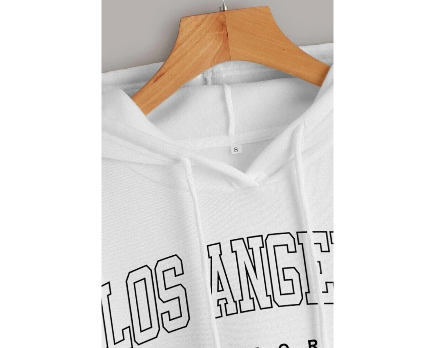 Unisex Beyaz Los Angeles Baskılı Kapüşonlu Oversize Sweatshirt