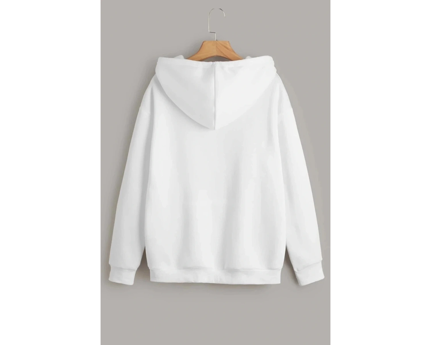 Unisex Beyaz Los Angeles Baskılı Kapüşonlu Oversize Sweatshirt