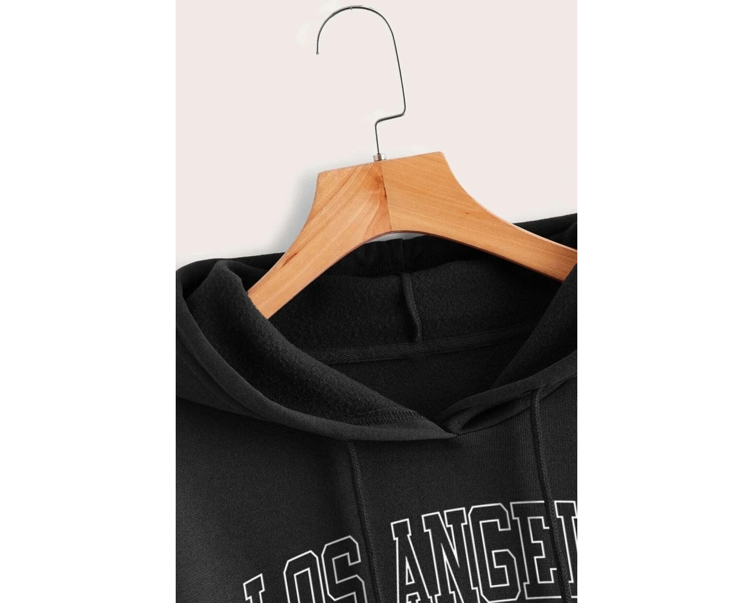 Unisex Beyaz Los Angeles Baskılı Kapüşonlu Oversize Sweatshirt