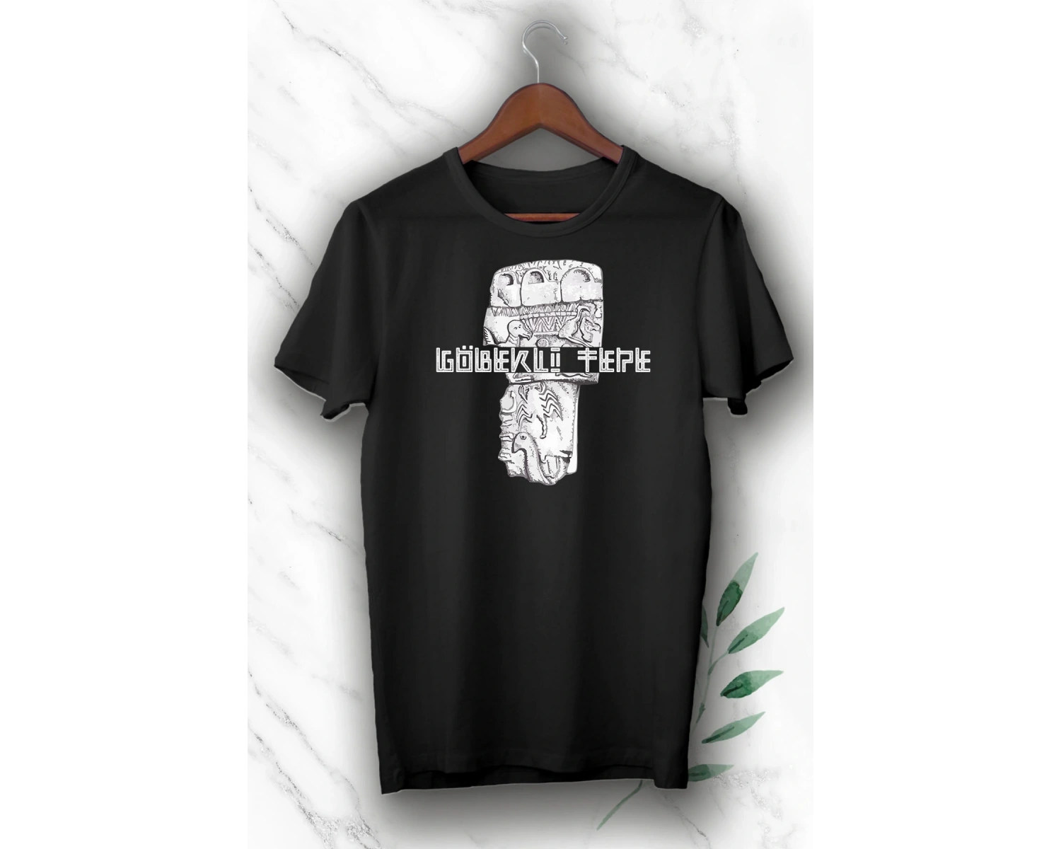 Unısex Beyaz Mitoloji Göbeklitepe Baskılı Tişört