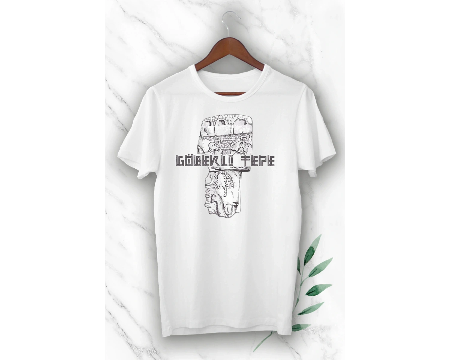 Unısex Beyaz Mitoloji Göbeklitepe Baskılı Tişört