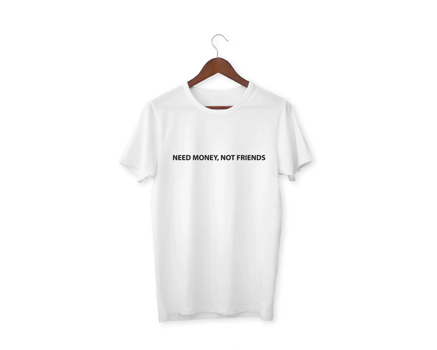 Unisex Beyaz Need Money Baskılı T-shirt