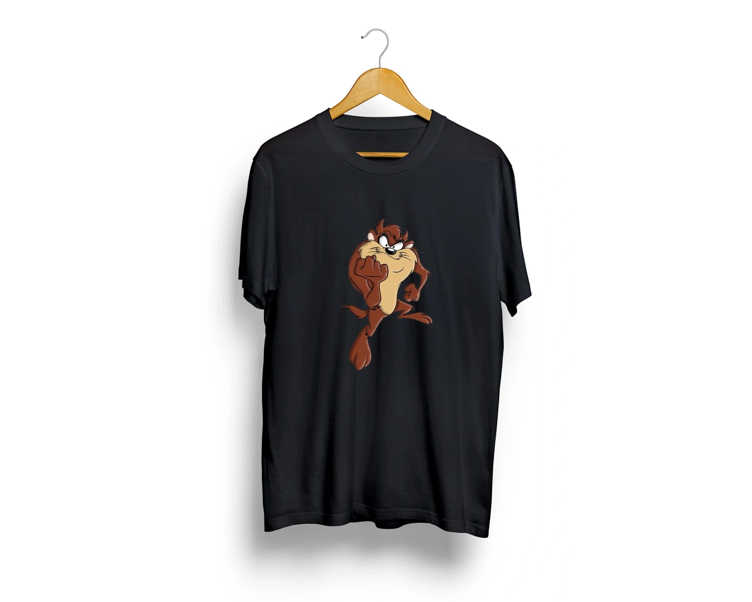 Unisex Beyaz Oversize Tazmanya Canavarı Baskılı T-shirt