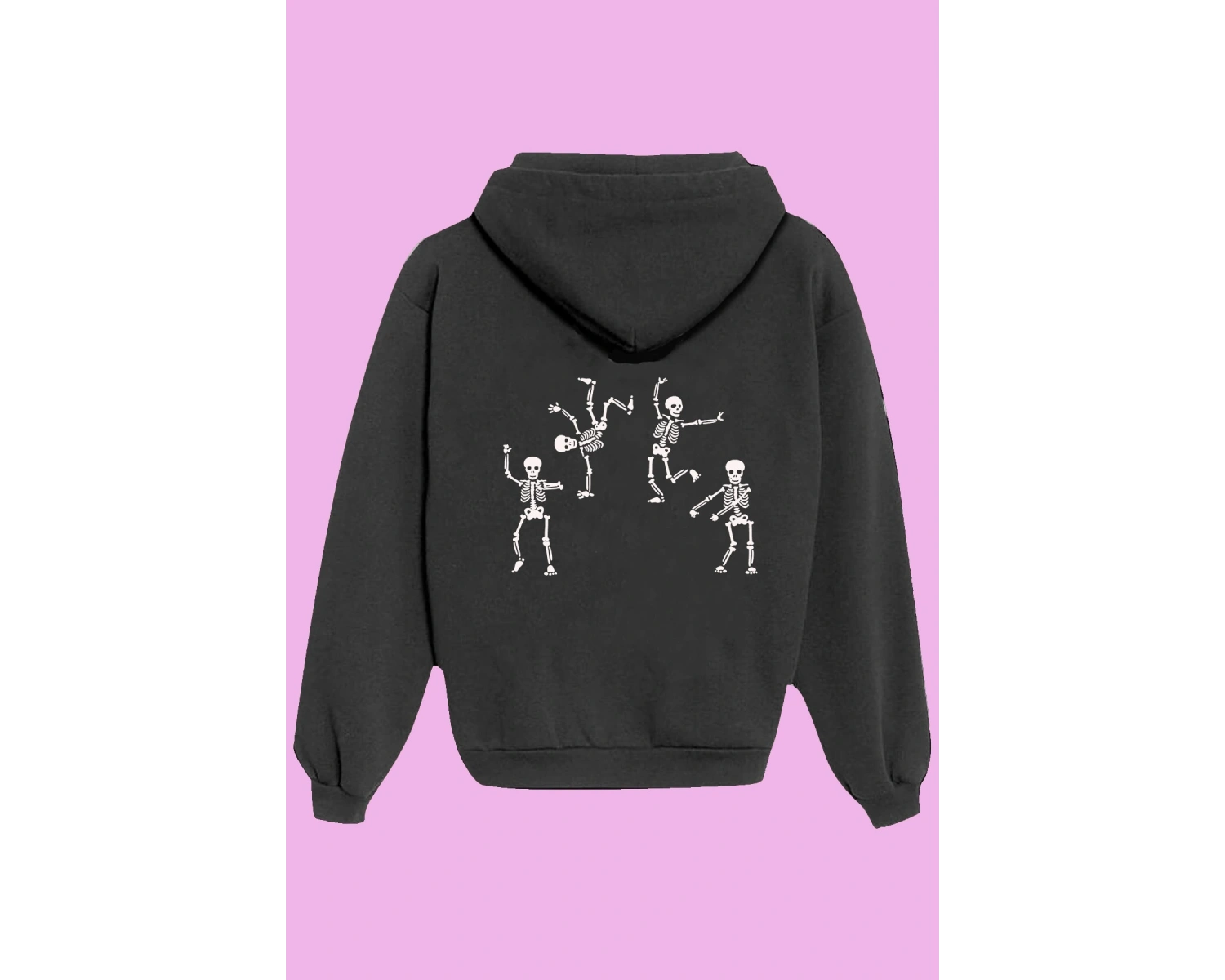 Unisex Beyaz Skull Sırt Baskılı Sweatshirt