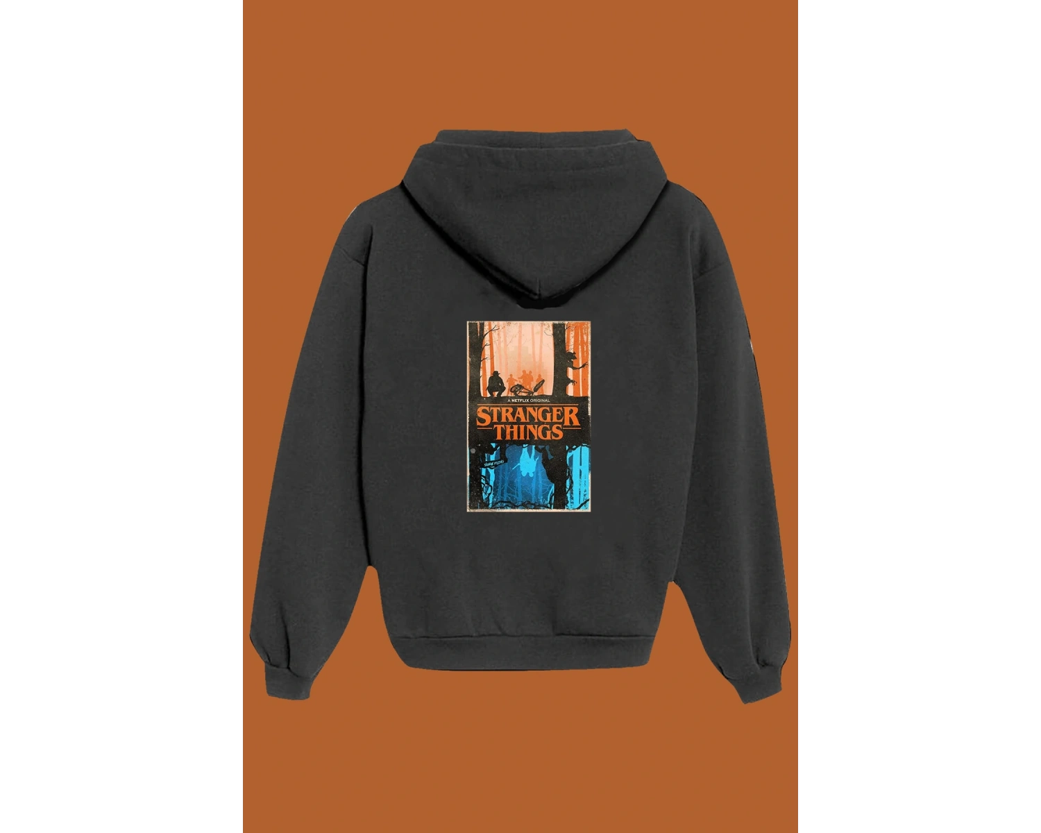 Unisex Beyaz Stranger Things Baskılı Sweatshirt