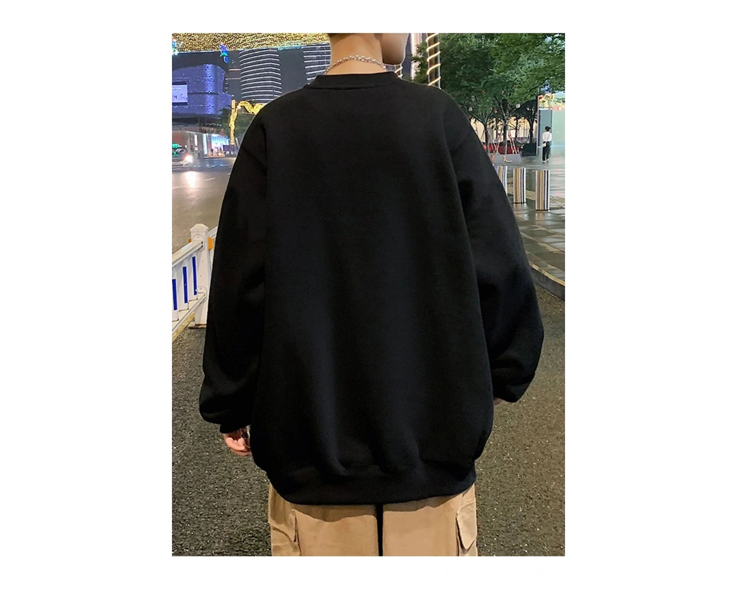 Unisex Bravely Baskılı Oversize Bisiklet Yaka Sweatshirt Siyah