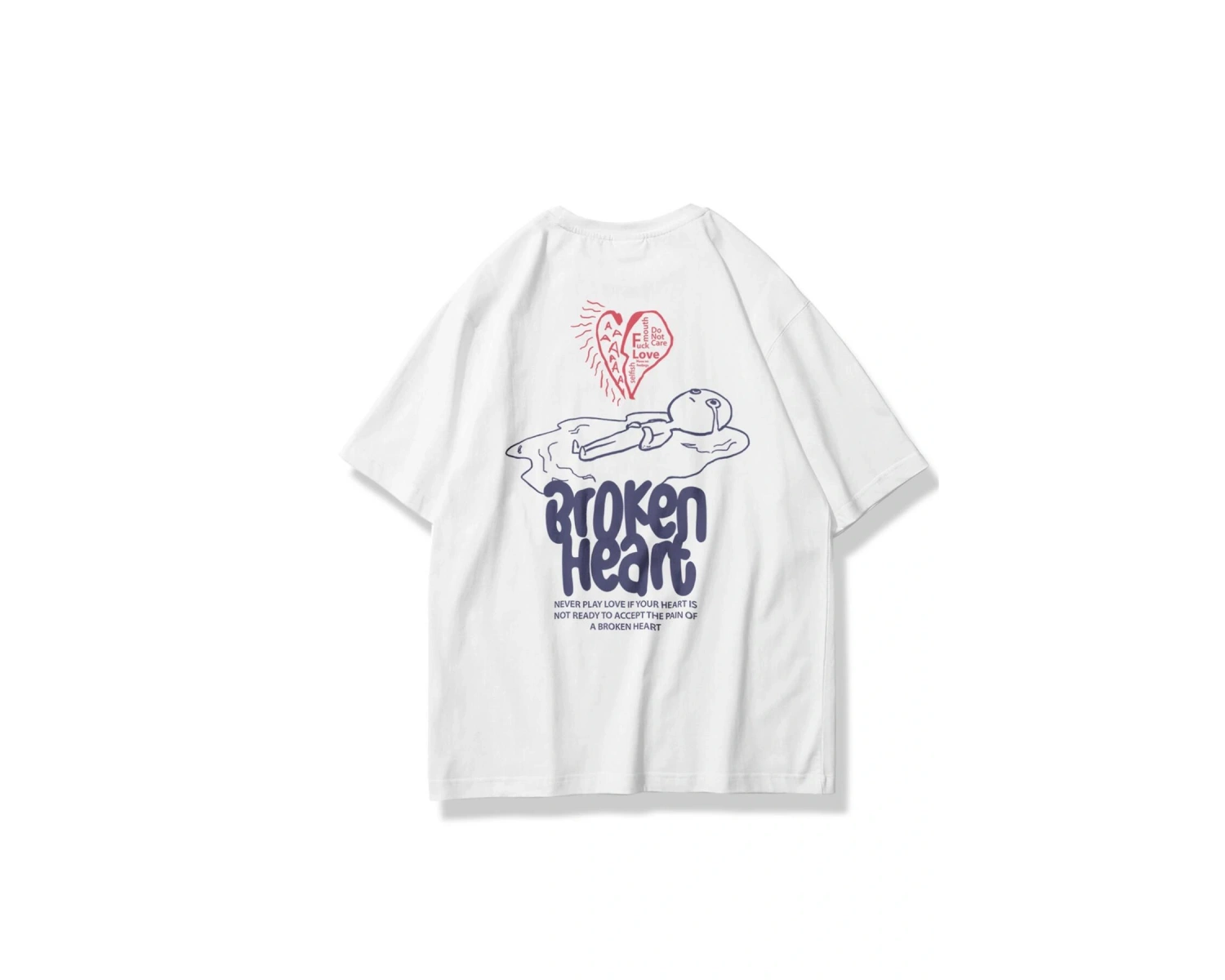 Unisex Broken Heart Tshirt Beyaz